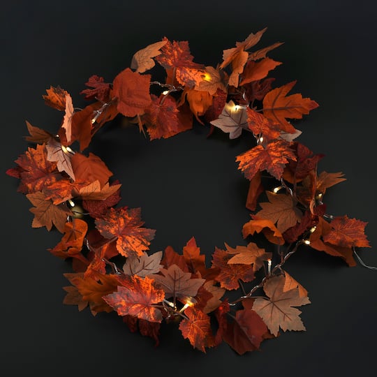 20ct. Dark Orange Leaves Garland String Lights by Ashland®